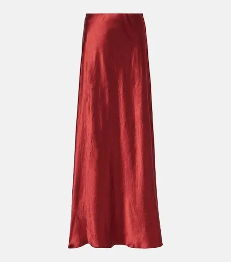 Scarlet Satin Midi Skirt
