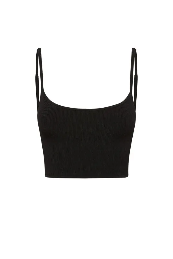 Black Ribbed Knit Top