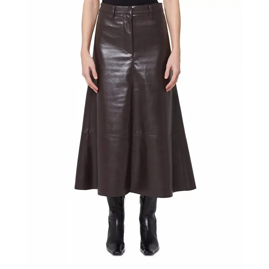 Espresso Leather A-Line Midi