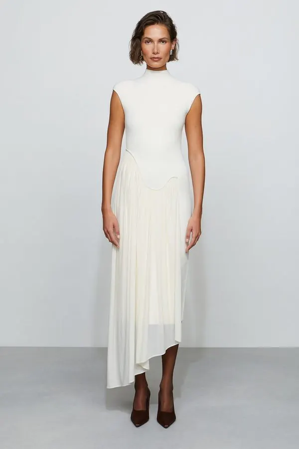 Ivory Knitted Midi Dress