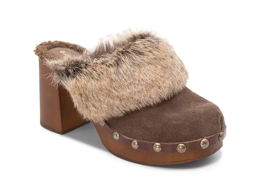 Shearling-Trim Mules
