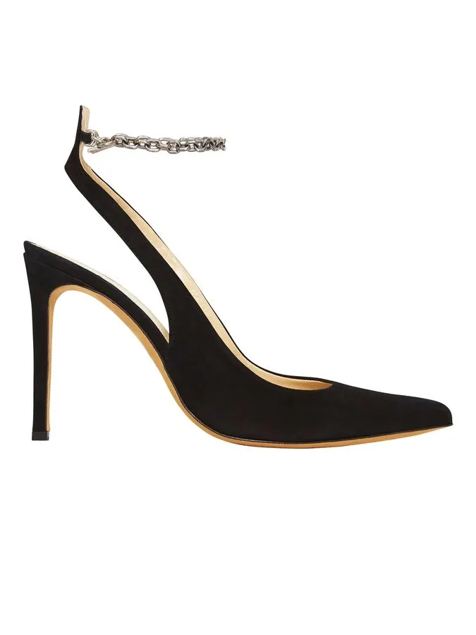 Noir Chain Ankle-Strap Heels