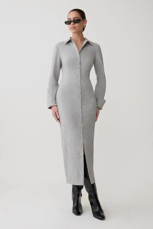 Charcoal Tailored Shirt Dress