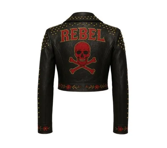 Rebel Studded Leather Biker Jacket