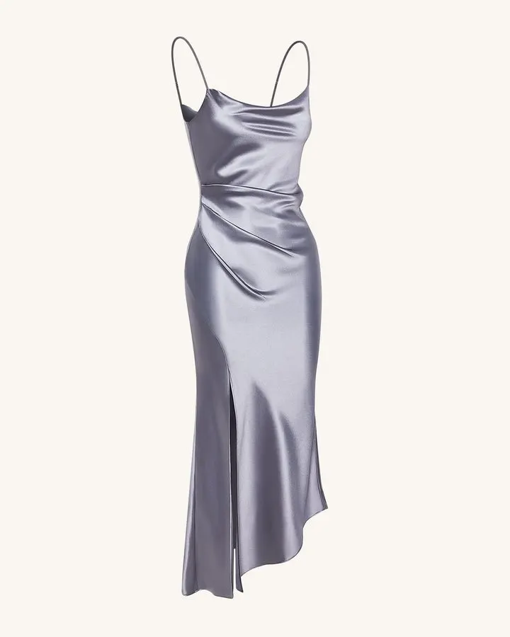 Slate Satin Cowl Slip