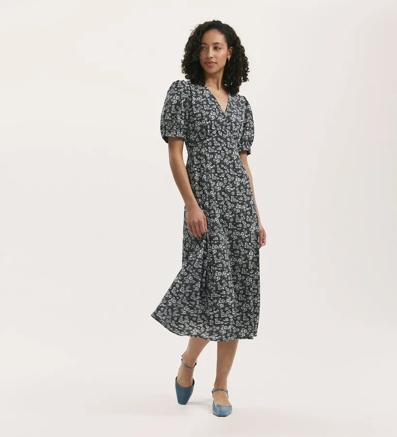 Colette Puff-Sleeve Wrap Dress