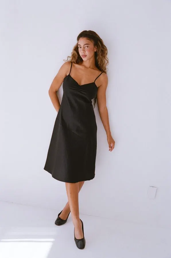 Onyx Bias Slip Dress