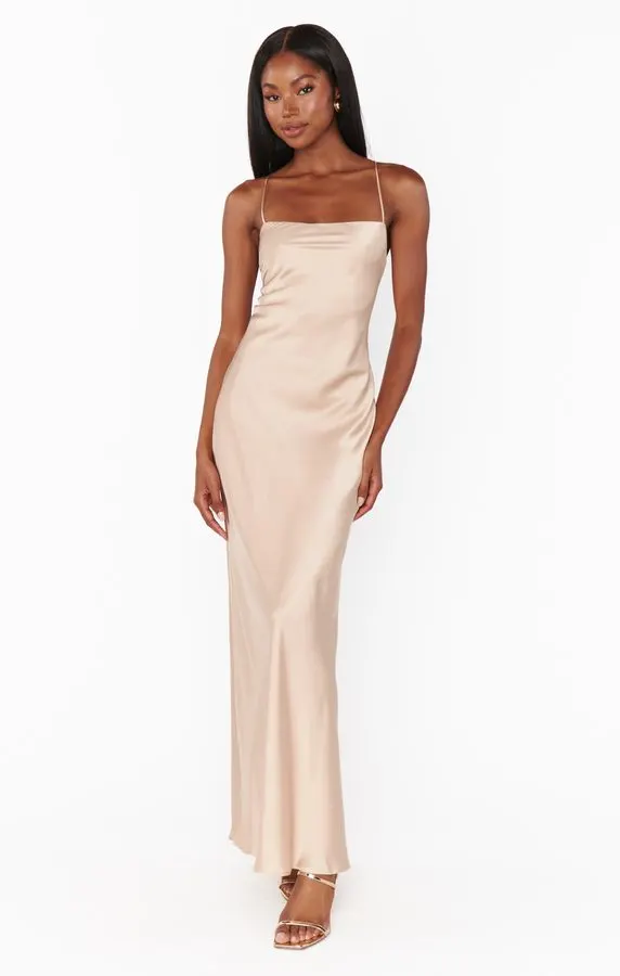 Champagne Silk Slip Dress