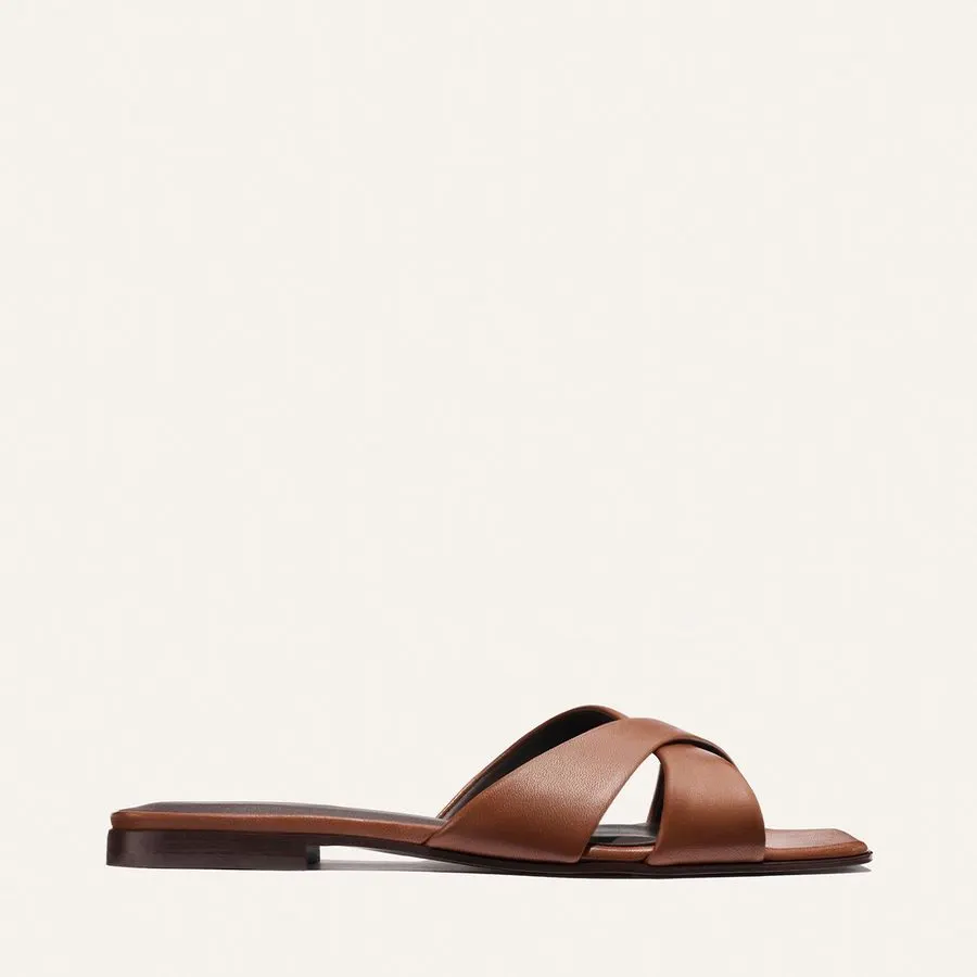 Cognac Strap Flats
