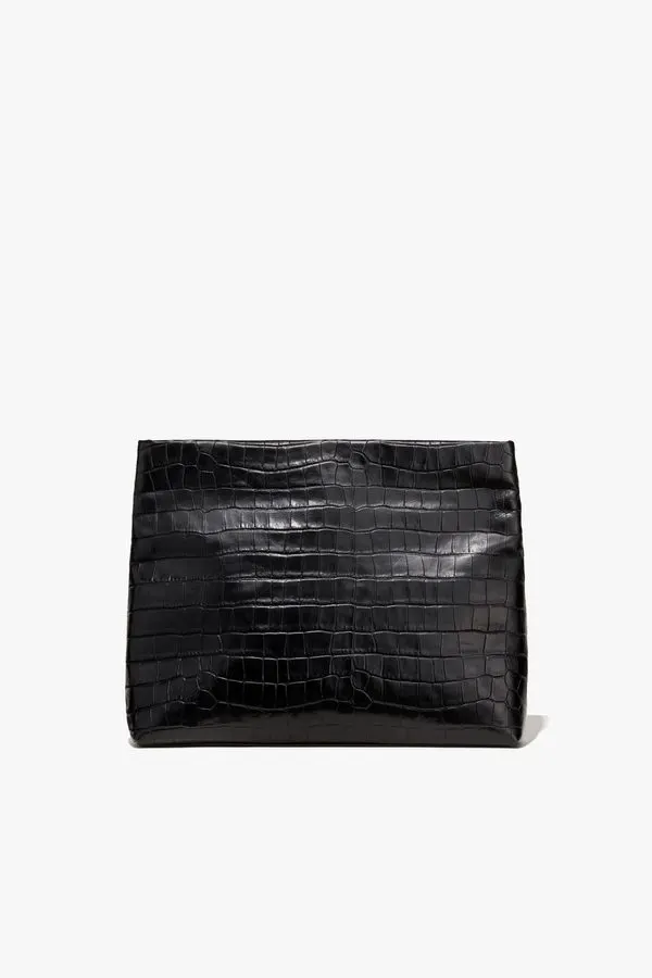 Noir Leather Envelope Clutch
