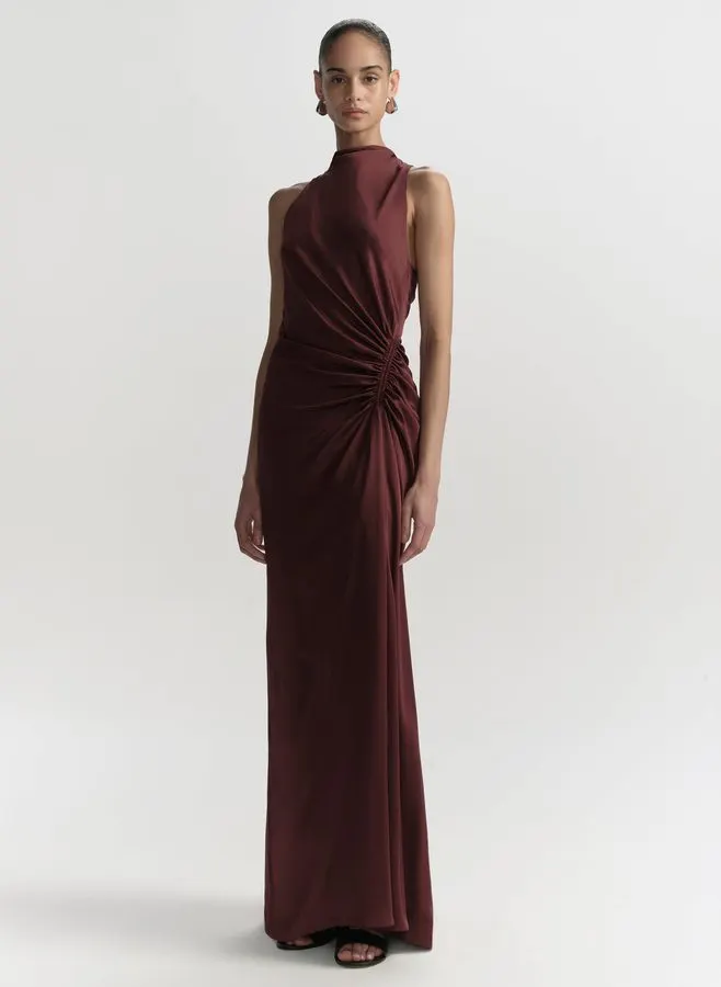 Carmine Silk Evening Gown