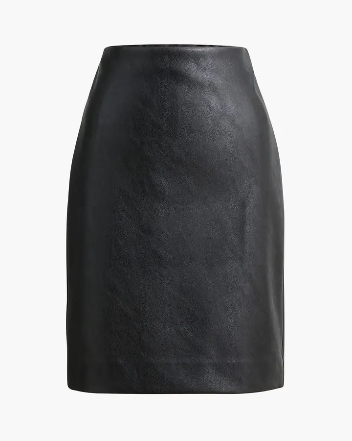Jet Faux-Leather Pencil Skirt