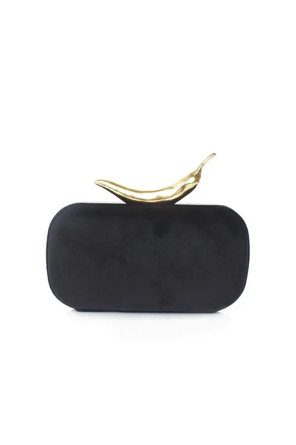 Velvet Noir Pouch Clutch