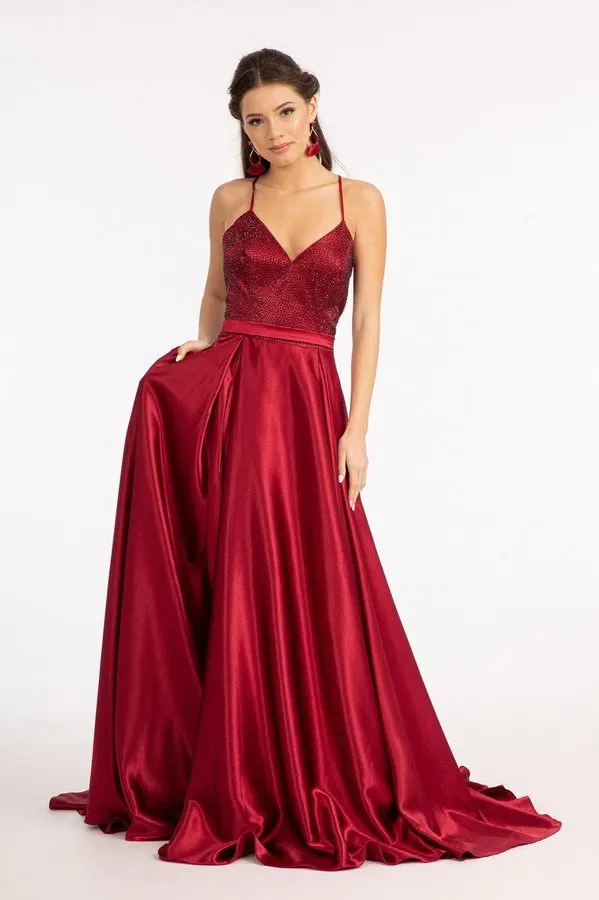 Carmine Silk Evening Gown