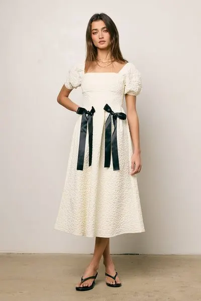 Nova Puff-Sleeve Midi Dress