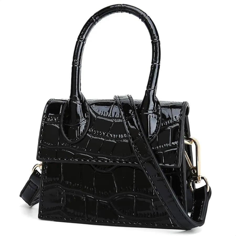 Midnight Croc-Effect Mini Bag