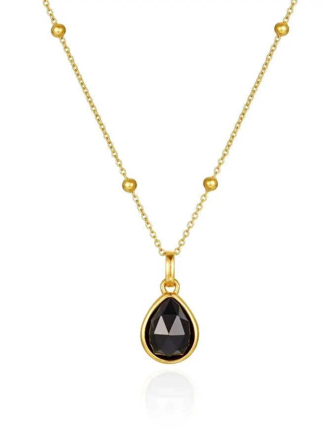 Obsidian Teardrop Pendant Necklace
