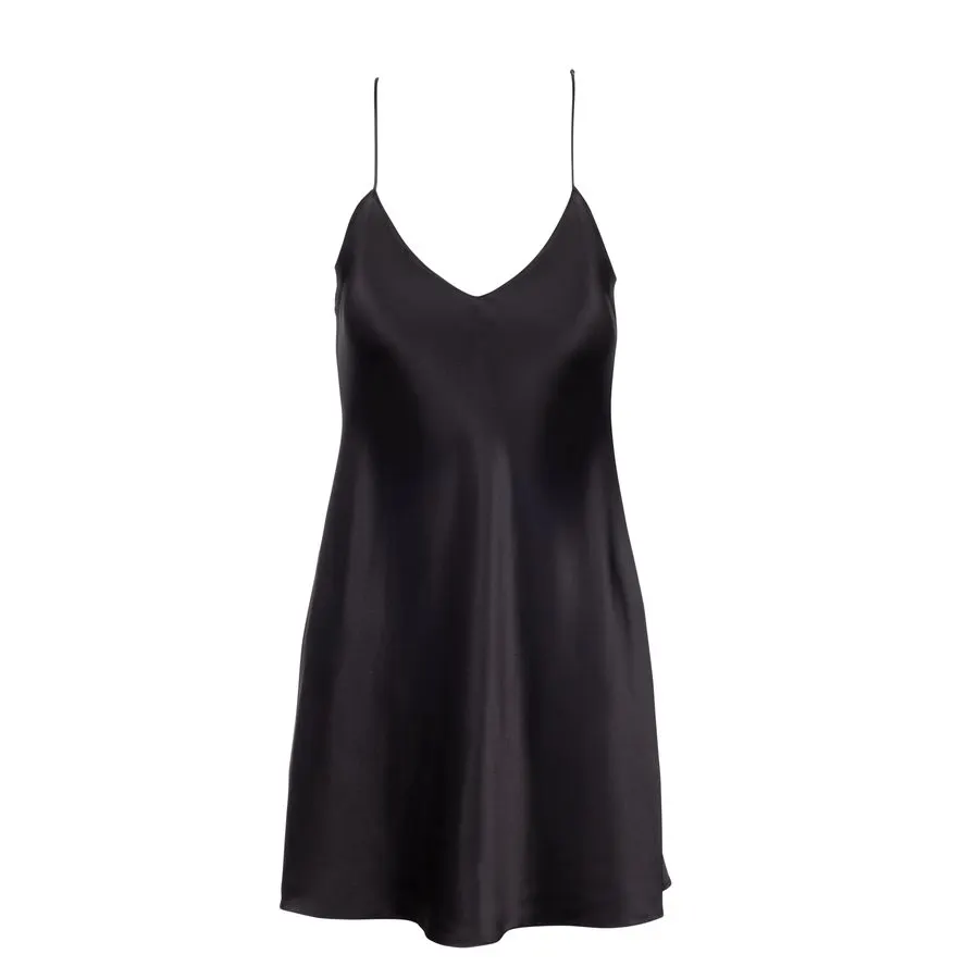 Forest Noir Silk Slip Dress