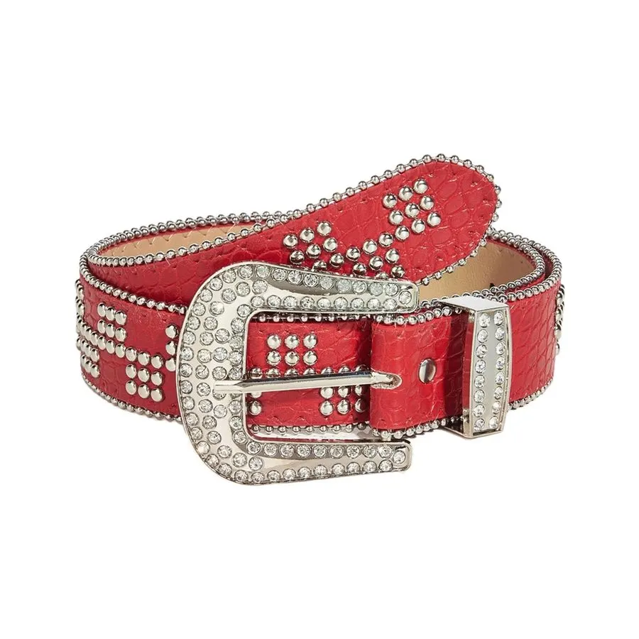 Crimson Studded Statement Belt