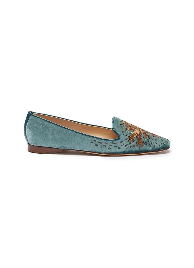 Embroidered Velvet Loafers