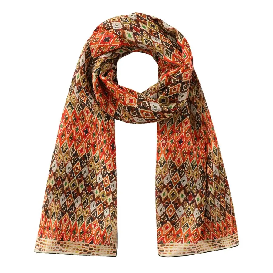 Amber Geometric Silk Scarf