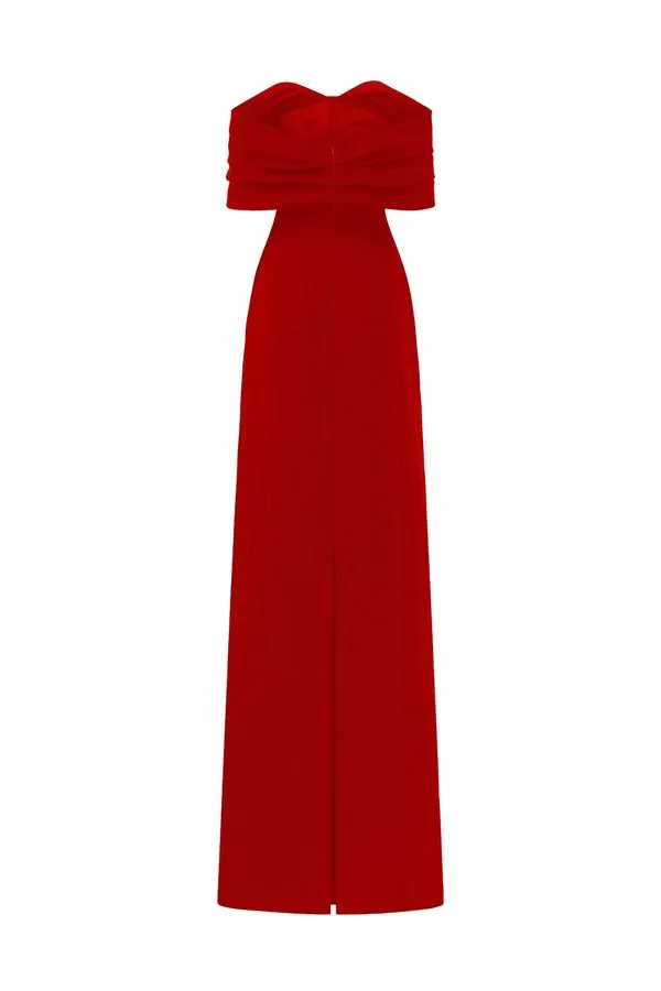 Crimson Off-Shoulder Gown
