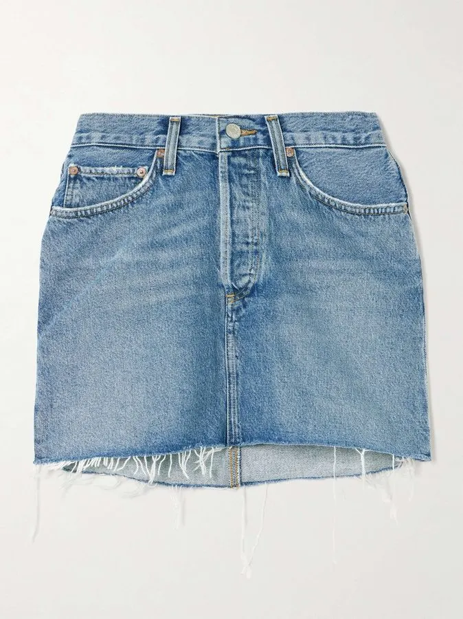 Frayed Denim Mini Skirt