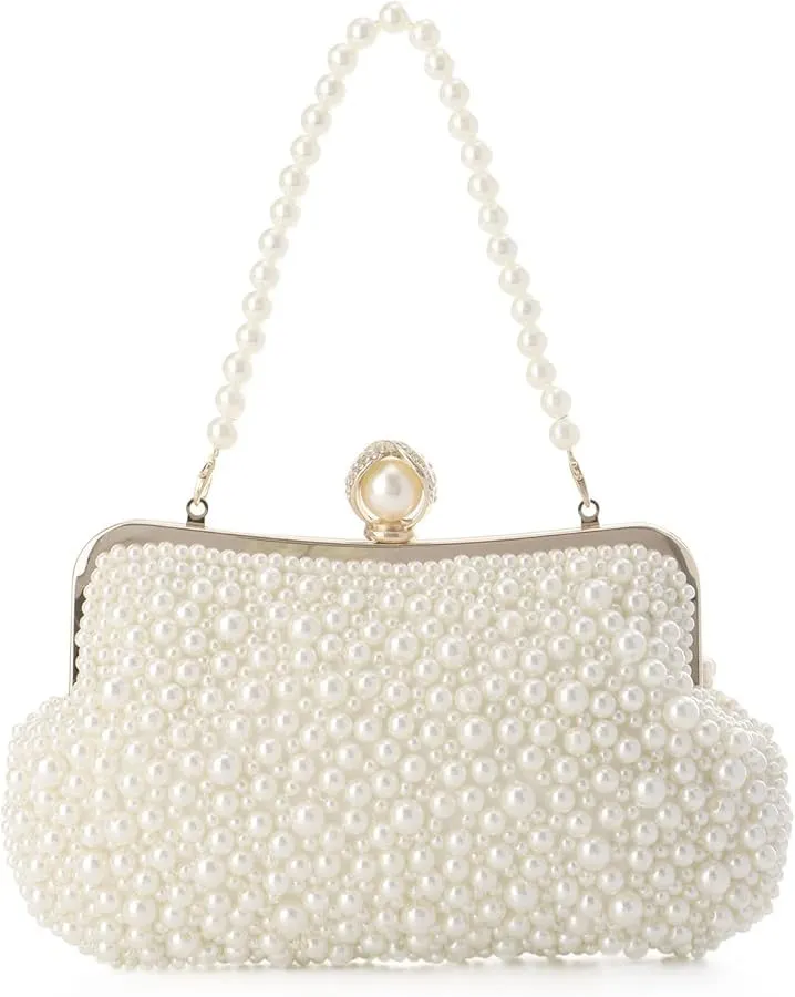 Pearl White Chain Clutch