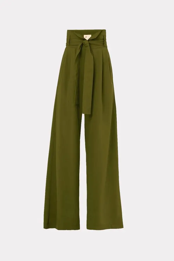 Olive High-Rise Wide-Leg Trousers