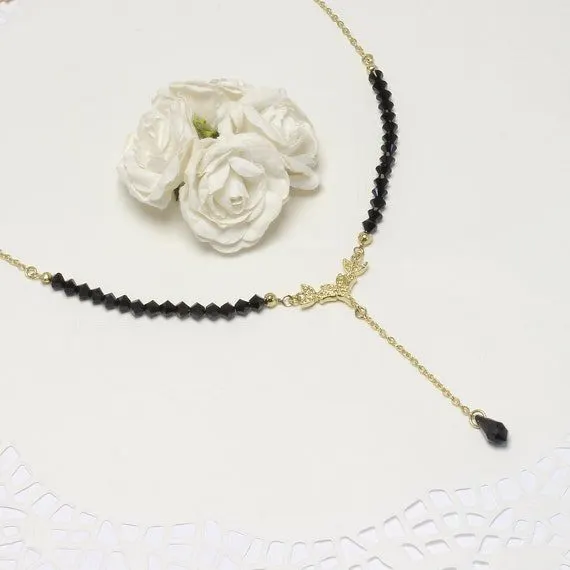 Noir Lariat Y-Drop Necklace