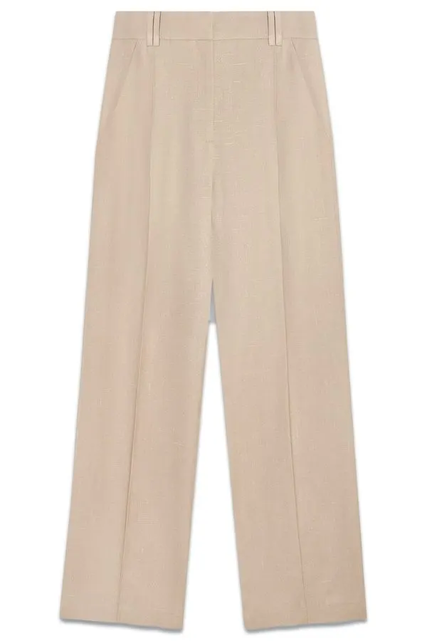 Ivory Belted Paperbag Trousers