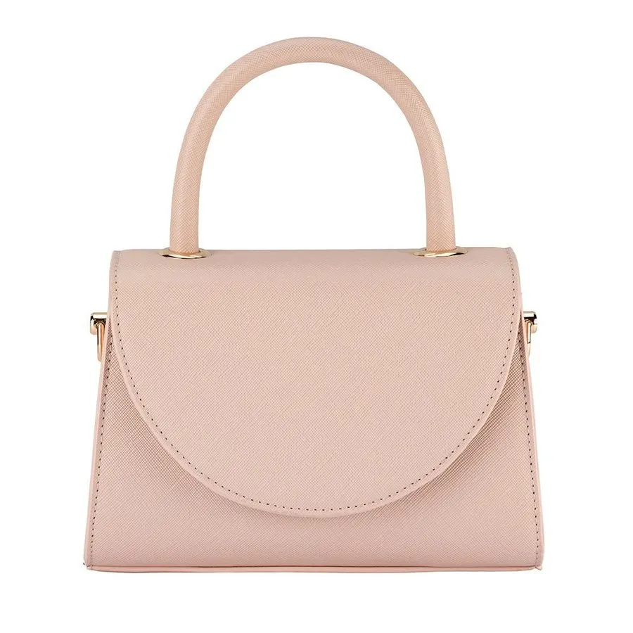 Blush Textured Top-Handle Bag