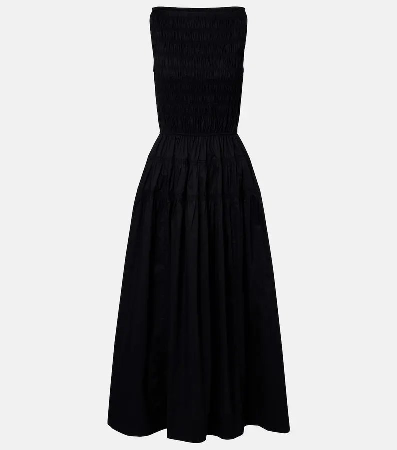 Black Poplin Midi Day Dress