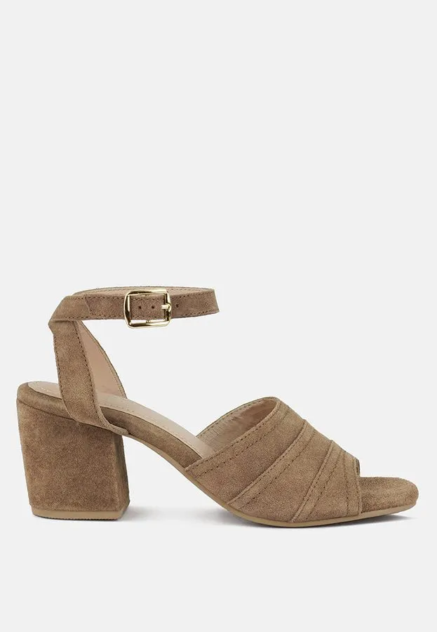 Taupe Suede Block Sandal