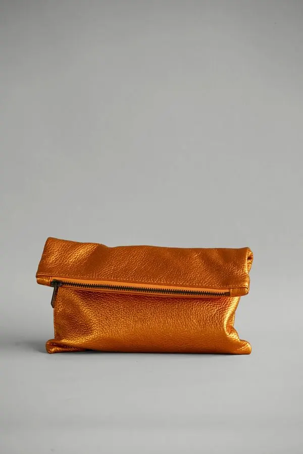 Tangerine Suede Pouch Clutch