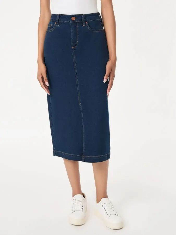 Shadow Denim Midi Skirt