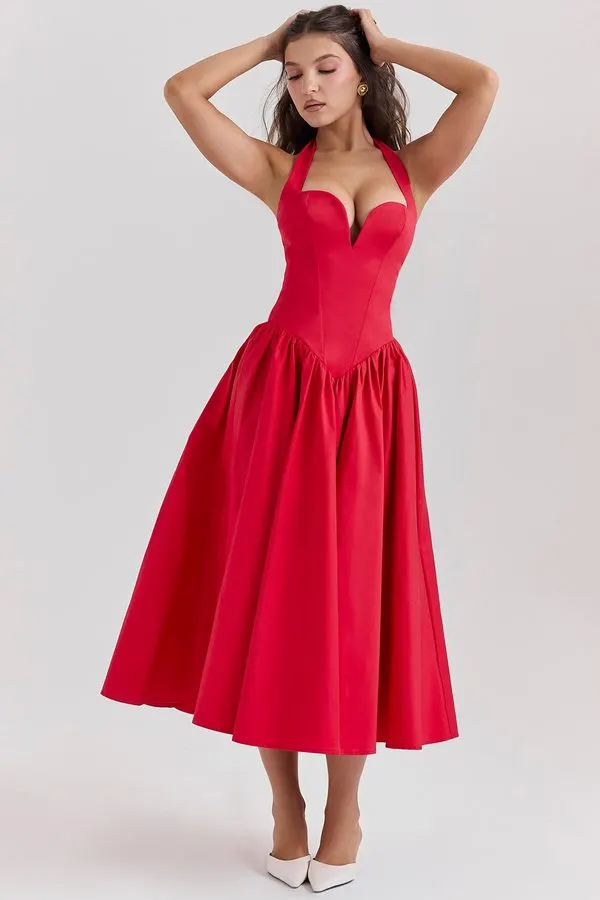 Scarlet Halter Midi Dress