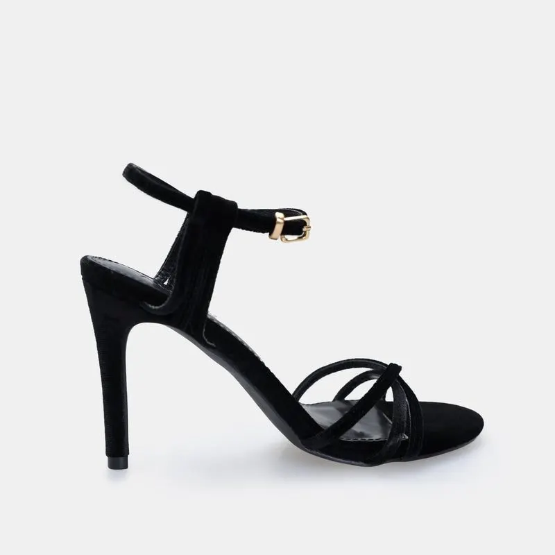 Velvet Noir Wrap-Heel Sandal