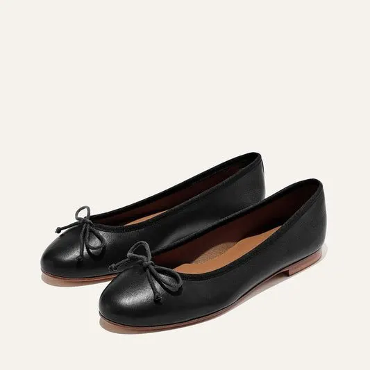 Bow-Front Leather Flats