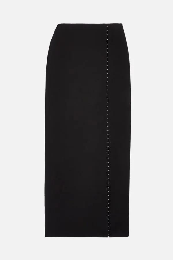 Ebony Split-Hem Pencil Skirt