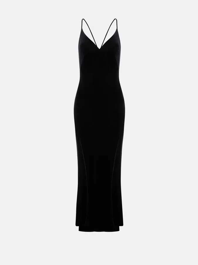 Velluto Black Slip Dress