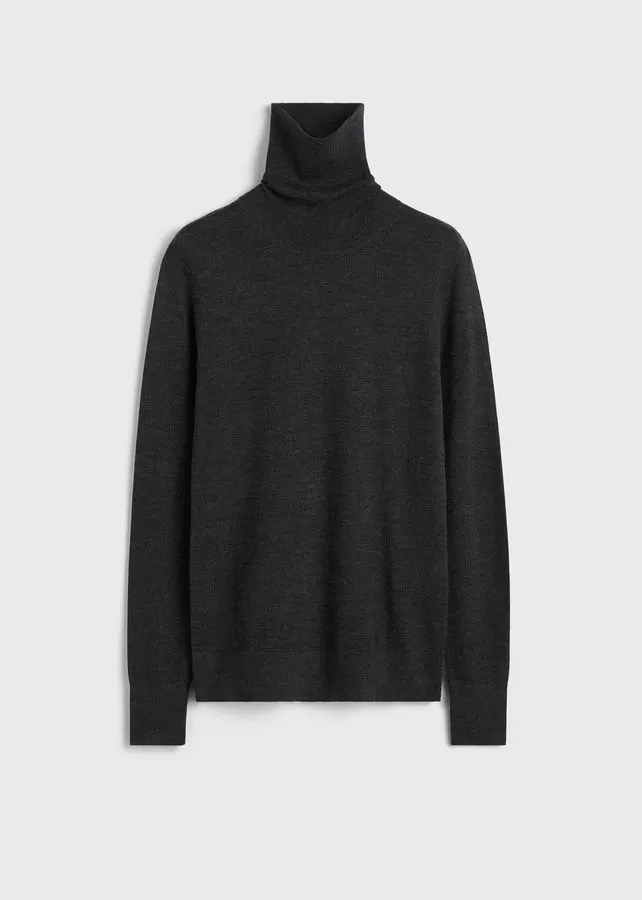Charcoal Fine-Knit Turtleneck