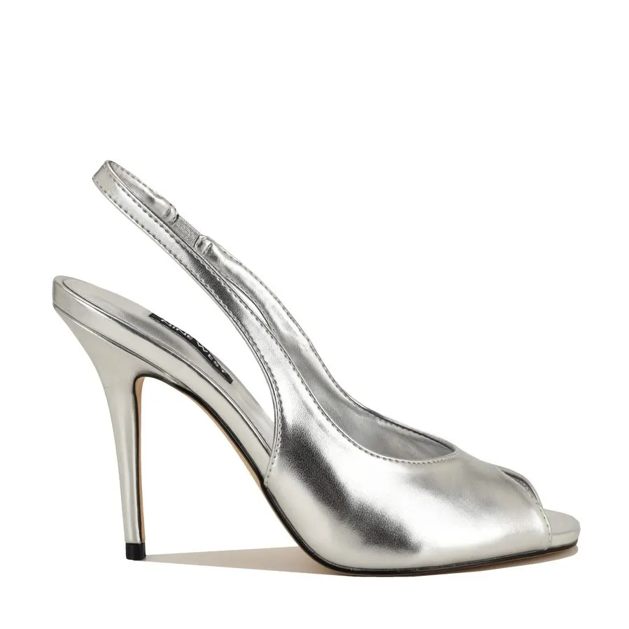 Silver Peep-Toe Pump