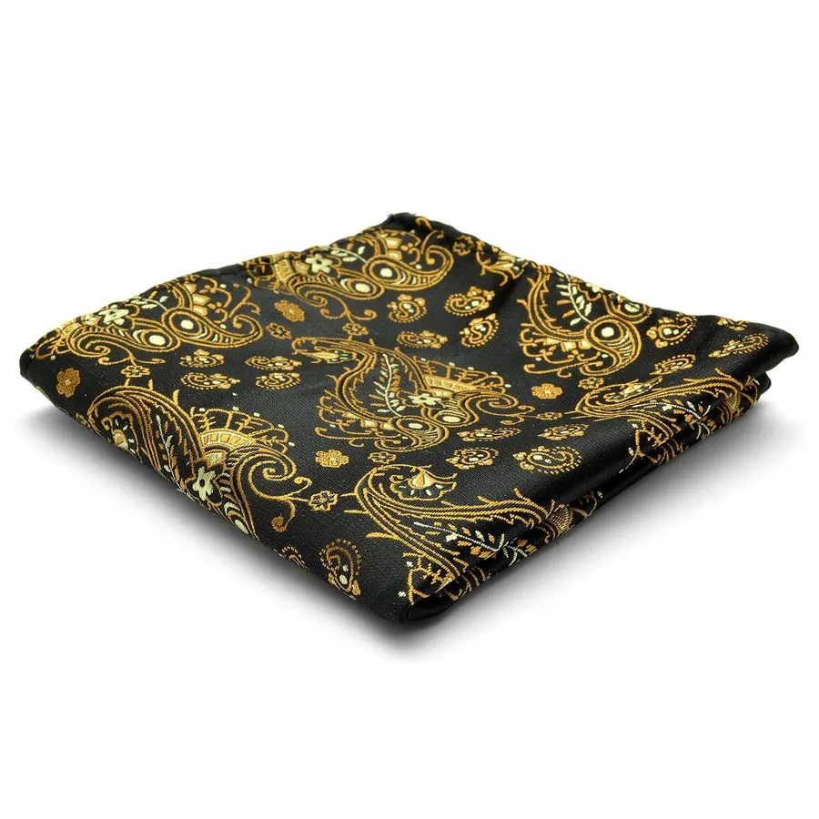 Blackened Gold Silk Pocket Square Scarf