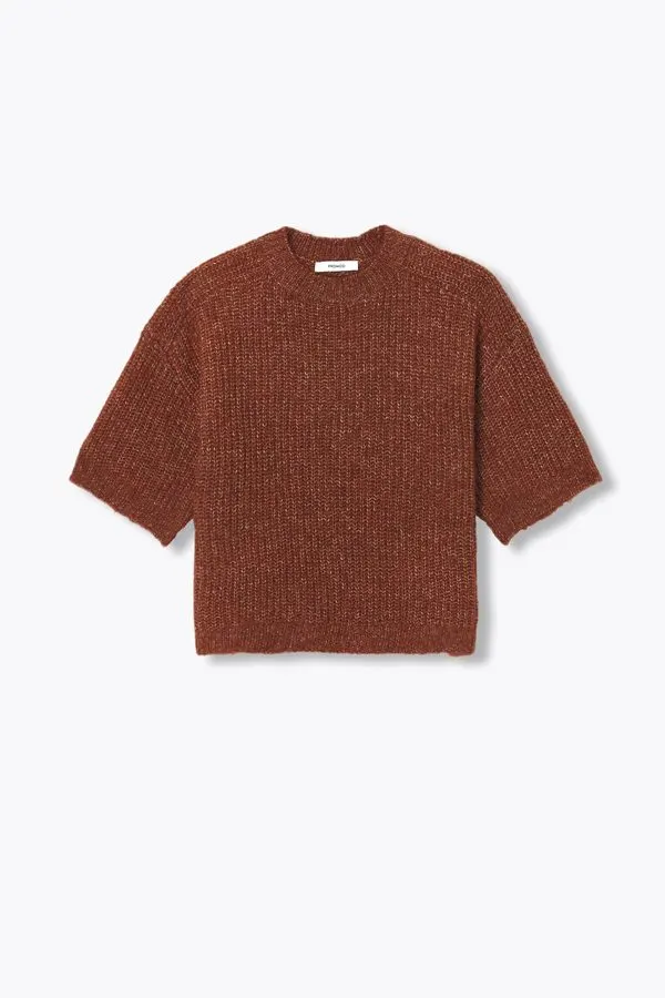 Cropped Ribbed Knit Sweater