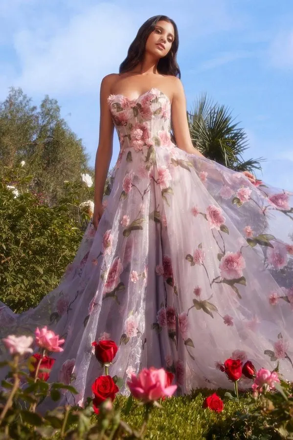 Rosé Floral Ball Gown
