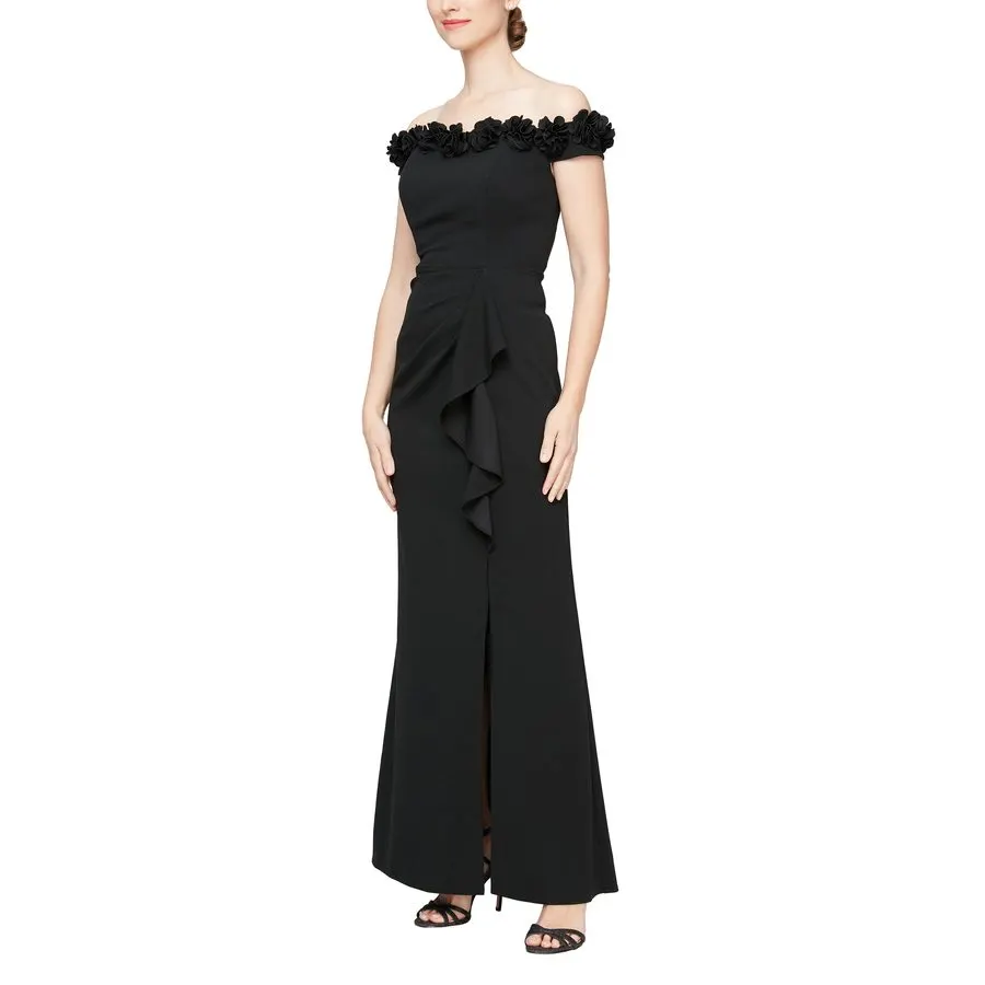 Onyx Off-Shoulder Evening Dress