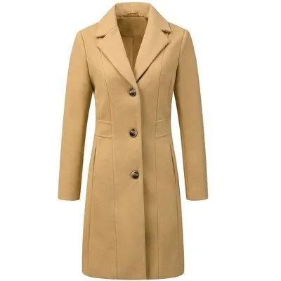 Notched-Lapel Camel Coat