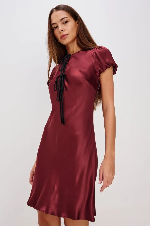 Garnet Satin Midi Dress