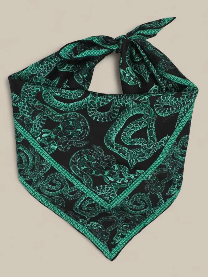Jade Serpent Silk Twill Scarf